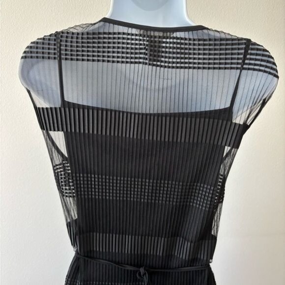 Y2K H & M Large Midi Striped Sheer Mesh BodyCon Festival Avant-Garde Gothic Glam - Picture 7 of 12